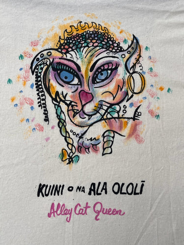 Kuini - Queen of the Alley Cats - Hand printed & hand colored shirt